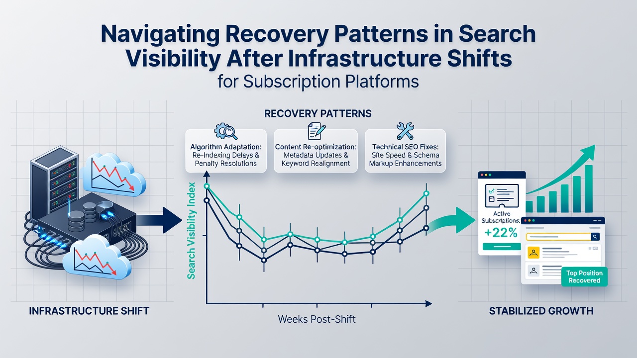 Chart illustrating visibility metrics before and after infrastructure migration for subscription-based websites